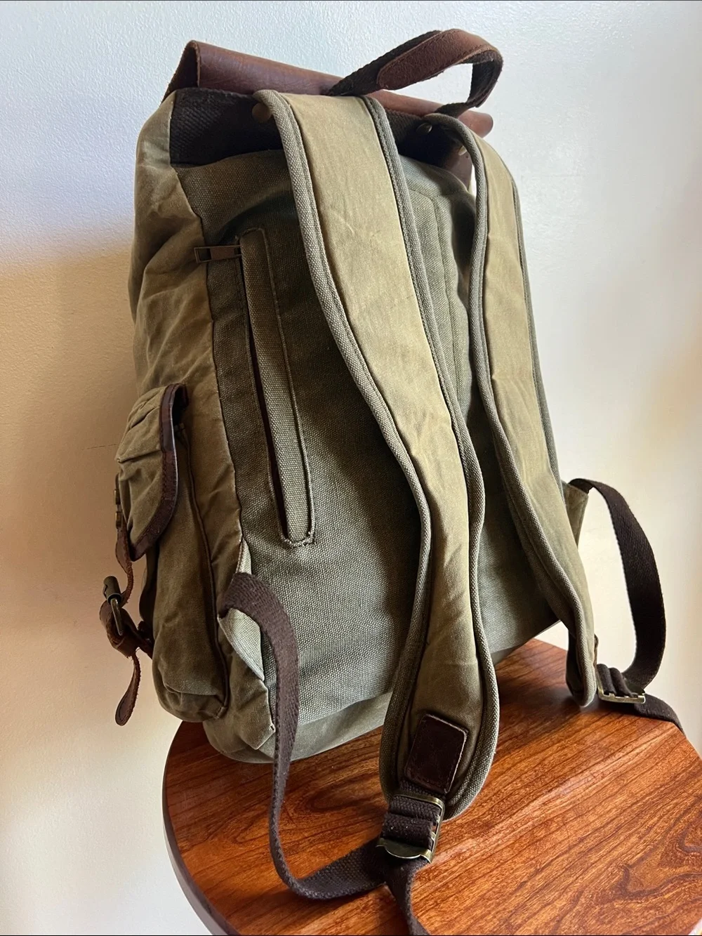 Western Leather Goods lone horse Distressed Canvas Leather Rucksack Backpack